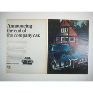 Announcing Company Car Pontiac Catalina Hardtop1960s Vintage Print Ad 2 Pages
